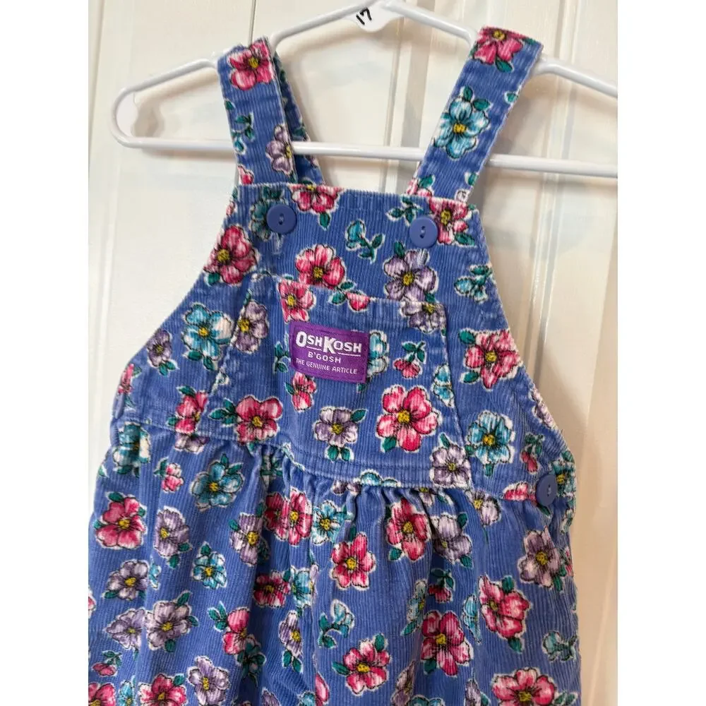 Osh Kosh Blue Floral Vintage Overalls Size‎ 18 Months